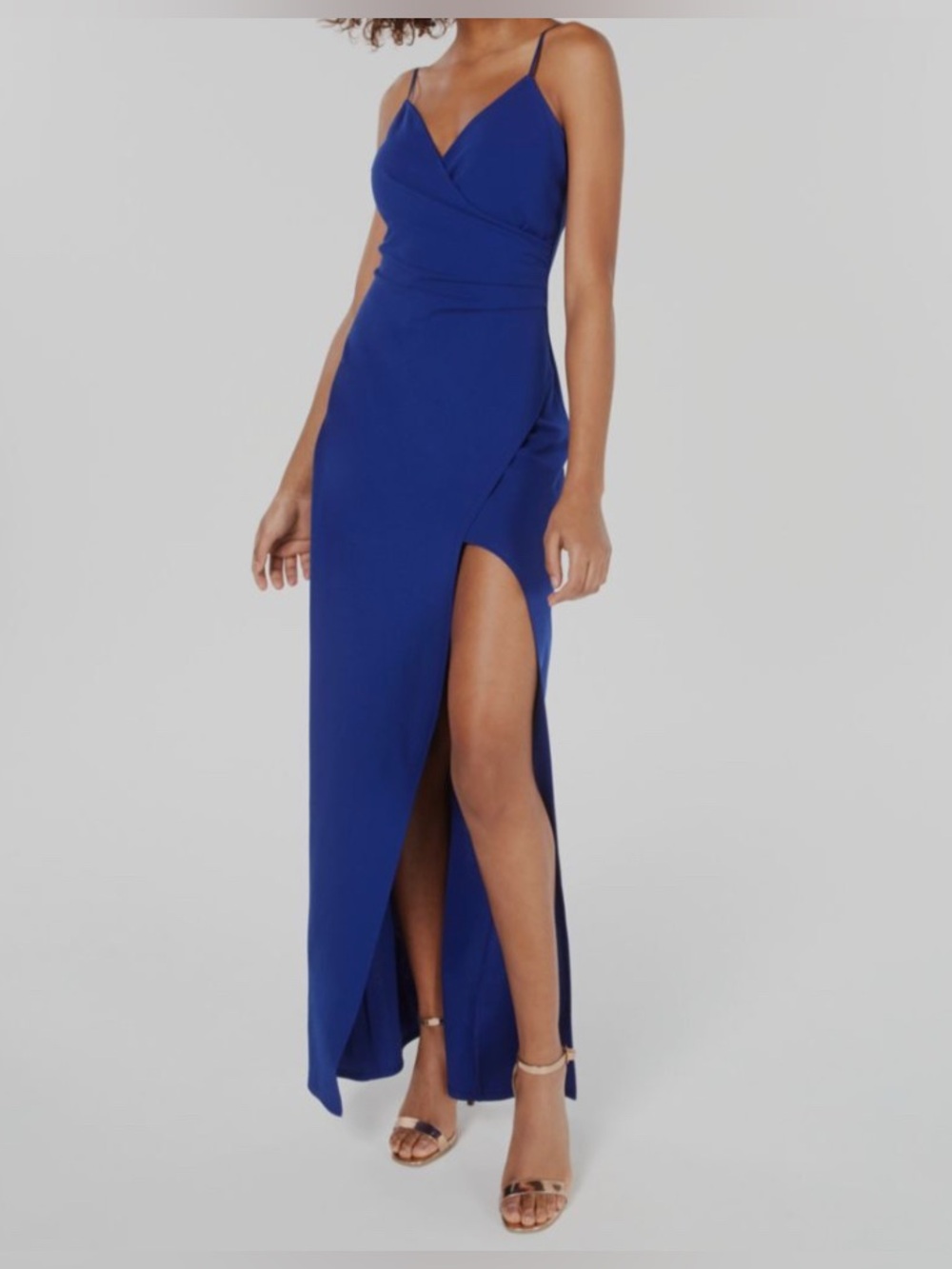 Emerald Sundae Cobalt Blue Wrap Slip Maxi Dress Size Medium NWT